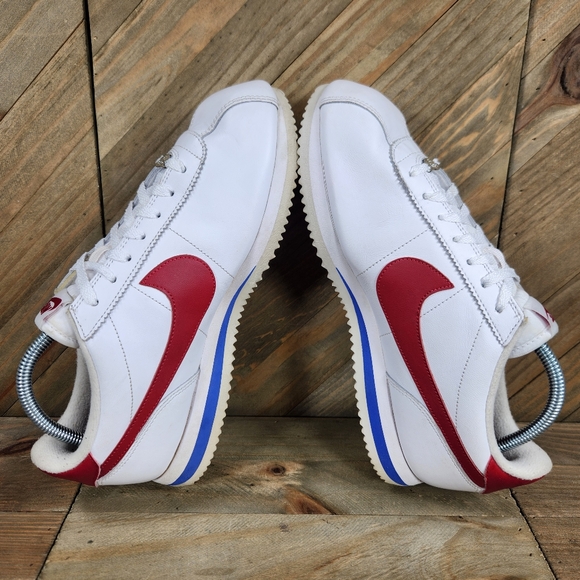 Nike Cortez Basic Leather Forrest Gump Mens Athletic Shoes Size 9 Red White Blue - Picture 6 of 9
